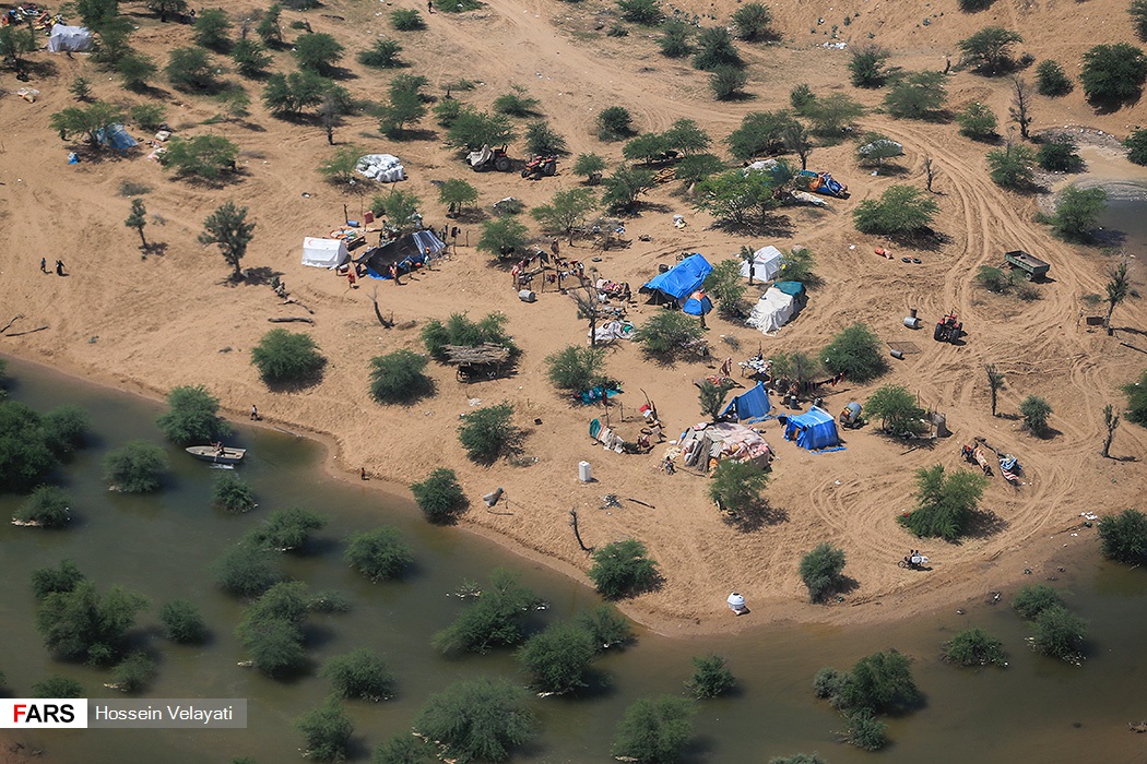 تصاویر هوایی از مناطق سیل‌زده اهواز